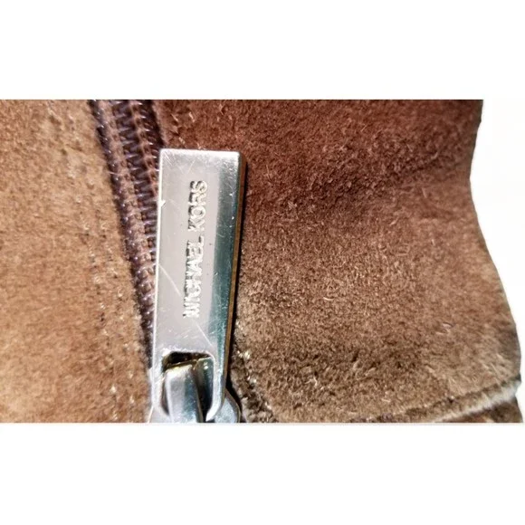 Michael Kors Girl's Ankle Booties Brown Faux Suede Zippers MK Logo Shoe Size 11K - Picture 7 of 11